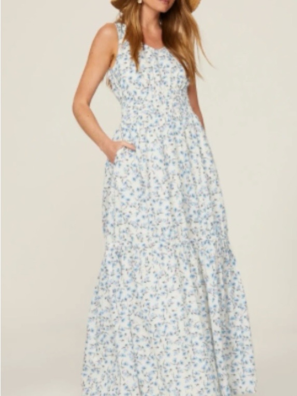 Something Navy flowy Floral Tiered Maxi Dress